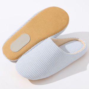 Indoor Home Slippers Cotton Linen Mixed Fabric Soft Bottom Silent for Men And Women Spring Autumn New Style Wooden Floor Friendly