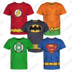 Hot Toys | 2026 New Summer Kids Superhero T Shirt Superman Batman Flash Green Lantern Cartoon Cotton Short Sleeve Tops