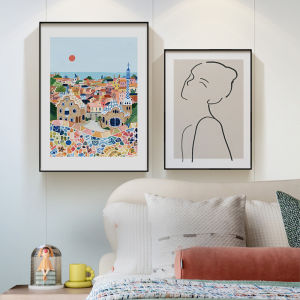 Cream Style Bedroom Decorative Painting Landscape Illustration Dopamine Cure Series Hanging Painting Niche Art Hotel Room Painting