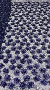 Luxurious African Sequins Lace Fabric High Quality 2026 Heavy 3D Beads Embroidery French Tulle Lace for Wedding Dress