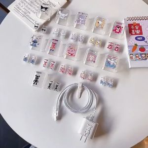 1 Set Pelindung Cover Case Charger Pelindung Charger 18W/20W Pelindung Kepala Charger Silikon Transparan Kabel Data Iphone