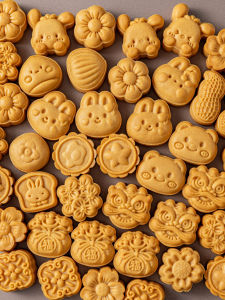 Mini Moon Cake Mould Cartoon Style Hand Press Green Bean Pastry 30g Kitchen Baking Tools Non-Stick ABS Material Home Use