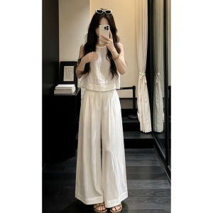 LIRUSHAN | Sleeveless White Outfit Set Female 1 Suit