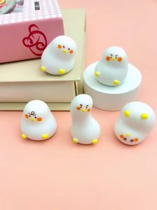 【H】6Pcs Cute Mini White Duck Resin Figurines With Adorable Funny Expressions Perfect For Home Desk Decor And DIY Craft Gifts