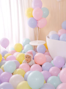 Macaron Colored Balloons Birthday Joyful Decoration Props Childrens Party Scene Arrangement Indoor Fresh Style Standard Size Latex Balloons