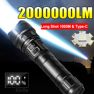 2000000 High Power LED Flashlights Type-C Rechargeable Torch Long Shot 1000M Waterproof Handlamp Outdoor Camping Fishing Lantern
