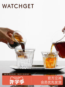 ดูเก็ตถ้วยกาแฟแก้วแนวตั้ง ลายทาง ถ้วยลาเต้อาร์ตทนความร้อนกันลื่นถ้วยน้ำวางซ้อนกันได้ 200 มล สไตล์อเมริกัน สีบริสุทธิ์