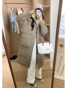 2025 New Womens Korean Style Loose Hooded down Cotton Jacket Mid-Length Thickened Waist-Cinching Trendy Cotton Coat