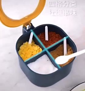 Aldora Tempat Bumbu 4 Sekat Kotak Bumbu 4in1 Wadah Bumbu Dapur Seasoning jar Toples Bumbu
