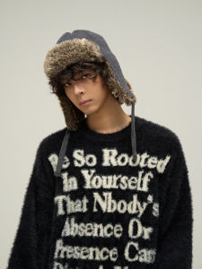 WLNEXT American Style Couple Knitted Sweater Autumn Winter Vintage Fox Fur Simulation round Neck Men Trendy Lazy Style Long Sleeve