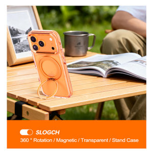 360° Rotation Stand Clear Phone Case For iPhone 17 16 15 14 13 12 Pro Max For MagSafe Transparent Hard Back Phone Cover With Phone Stand For iPhone 17 Air 16 15 14 Plus Pro Max Military Shockproof Protection Casing