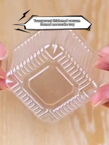 100Pcs 6.5/7.5cm Thickened Plastic Mooncake Box Golden Square Mooncake Dessert Tray Baking Dessert Packing Box
