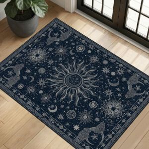 Thảm Phù Thủy Bohemian Thiên Mặt Trời Mặt Trăng Sao Thảm Chống Trơn Trượt Khu Vực Thảm Cho Phòng Ngủ Phòng Khách Trang Trí Nhà Chống Phai Màu Polyester Chống Thấm Nước