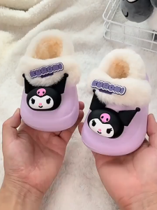 Sanrio Childrens Cotton Slippers Boys Girls Winter Cute Cartoon Indoor Home Furnishing Wool Cotton Shoes Detachable Cotton Lining