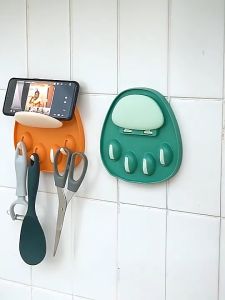 Elite Kitchen - Cute Cat Claw Spoon Wall Mounted Hook Pot Lid Holder Rack Spatula Ladle Shelf Pad Stand Pemegang Tudung