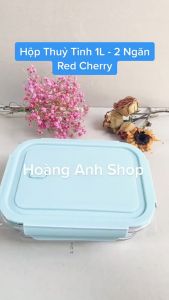 Hộp Thủy Tinh Chịu Nhiệt Chữ Nhật 1000ml - Chia 2 Ngăn - Nắp Có Ron Chống Tràn - Hộp Mang Cơm Đựng Thực Phẩm