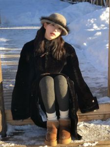 Eco-Friendly Long Womens Lamb Fur Jacket Winter 2025 New Style Integrated Leather And Fur Coat with Bull Horn Buttons