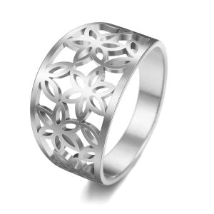 Cazador Luxury Zircon Ring Trendy Rose Gold Color Stainless Steel Flower Wedding Rings for Women Party Girls Jewelry Wholesale
