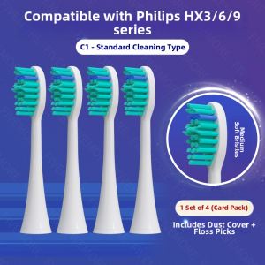 SuNing Compatible Philips Electric Toothbrush Head HX6511 HX6530 HX6512 Replacement Head Deep Cleaning Oral Care Accessory
