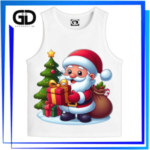 GDapparelco Baby Sando with Christmas prints White Sleeveless Tank Top Boys & Girls 1-12 Years Cotton Spandex Shirts