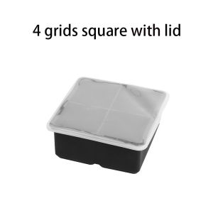 FAIS DU 1/2/3pcs Large Silicone Ice Cube Mold Reusable Easy Release 2" Square Ice Cubes Tray With Lid for Cocktail Whiskey