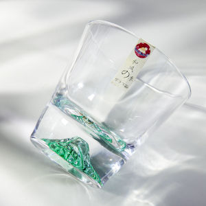 Japanese Style Fuji Mountain Snow Glass Cup Water Coffee Beverage Beer Cup Gift Box Clear Crystal round Shape Daily Use