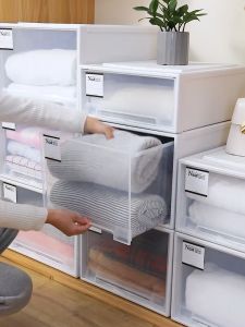 Hisoa Drawer Storage Box Wardrobe Transparent Storage Box Plastic Sorting Box Clothing Storage Cabinet Kotak Storan Lukisan
