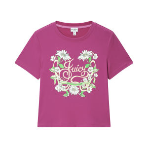 Juicy Couture | New Flower Print Casual Short Round Neck T-shirt