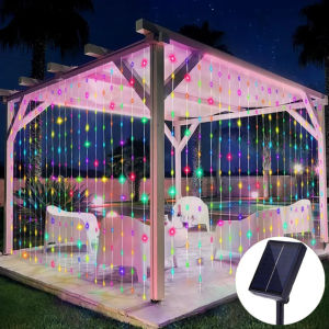 Camping Party Atmosphere Decor Garland Lamp Outdoor Solar Curtain Fairy Light String Garden Sunmer Home Decoraiton