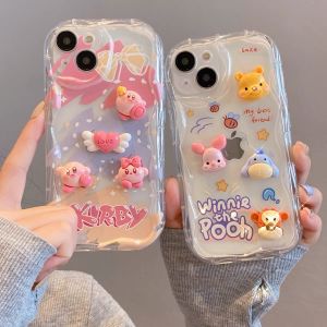 Casing Redmi 14C POCO C75 4G Phone Case New Design Cute Cartoon 3D Kirby Duck Rabbit Doll Cream Transparent Silicone Soft Cover with Bracelet