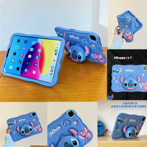 For Apple iPad Pro Air 11 M2 M4 10th 9th 8th 7th 6th 5th Air Pro 3rd 4th 10.9" 10.2" 9.7" 10.5" 11.0" Mini Tablet Kids Cute Stitch Safe Silicone Contraction Bracket Case Cover