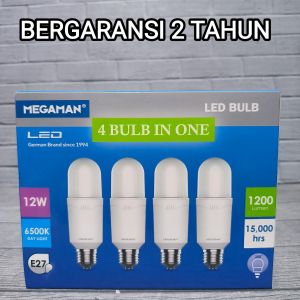 MEGAMAN PAKET ISI 4PCS LAMPU LED BULB STICK 12W 12 WATT CAHAYA PUTIH SNI Bohlam Bolam BERGARANSI 2 TAHUN BAGUS KUALITAS PREMIUM