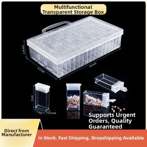 Transparent Grid Plastic Storage Box For Beads Accessories And Nail Art
