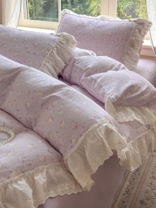 High-end Cotton Floral Lace Bed Sheet Set