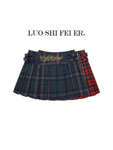 Red Plaid Mini Skirt Womens Low Waist Pleated American Retro Design Short JK Skirt Spring 2025 Low Waist Short Skirt