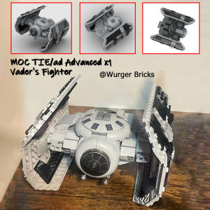 MOC The 2 Pairs Red Ion Engine Exhausts TIE/ad Advanced x1 Blocks Model with laser Cannons/Cockpit Module Vaders Fighter Ships