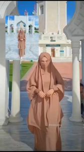 Set French Khimar Niqab Syari+Rok Baju Muslim Syari Cadar Set Haji Dan Umroh Bisa Jadi Mukena