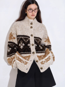 Fano | Áo Cardigan Knit Hình Fair Isle Mềm Mại