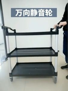 3 Layer Food Serving Trolley Cart Heavy Duty Kitchen Hotel Restaurant Cart Thicken Large Capacity Tableware Storage Trolley Organizer Food Cart Stall Business Dining Cart Trolley