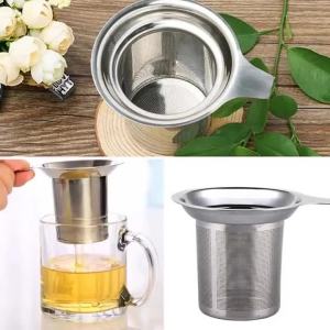 304 Stainless Steel Loose Leaf Tea Infuser Fine Mesh Strainer with Foldable Handle & Clip Tea Filter for Mug Teapot