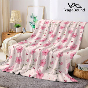 pink cherry blossom heart Flannel Blanket Warm Soft Halloween Christmas Decorative Couch Warm Cozy All-Season Gift