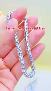 Lắc tay nam nữ kiểu tennis đính full kim cương Moissanite Mỹ bạc xi bạch kim kiểm định size từ 2-6mm Lắc tay tennis full moissanite KIM LỘC PHÁT LFM