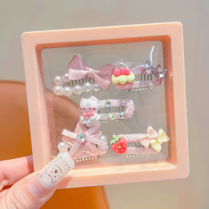 ENEN | Cute Cartoon Bow Pearl Hair Clips Set