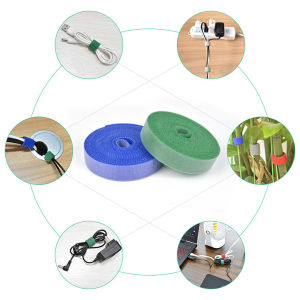 Amoki 5m Nylon Tape Cable Organizer Tearable Cable Ties Strap Reusable Back to Back Nylon Straps Magic Rope