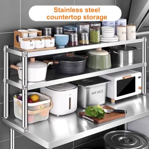 Heavy Duty Stainless Kitchen Workbench with Multi-Layer Storage Rack Food Prep Cooking Table Organizer Shelf
