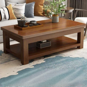 Oral-B | New Chinese Style Solid Wood Tea Table Double Layer Square