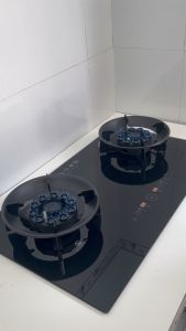 Bếp ga âm lật cảm ứng mặt kính 10 đầu đốt khóa gas tự động hẹn giờ tắt bếp cao cấp