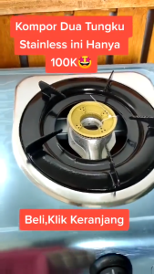 Kompor Gas Omicko 2 Tungku Stainless Steel bisa pilih varian paket selang sni