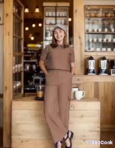 Afnan Set Crop Top Knit Hornets / Setelan Wanita Muah Berkualitas Premium