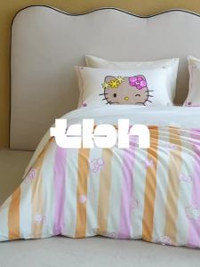 T-B-H | Bộ Đồ Chăn Ga Gối Hello Kitty 100% Cotton Satin 4pcs 80s